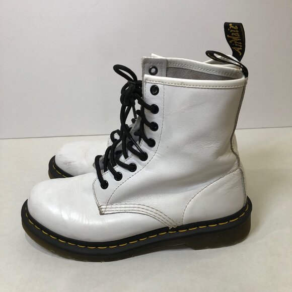 Dr. Martens 1460 25057 Smooth Leather Boots Taupe White Women's Size 8 - Picture 2 of 7